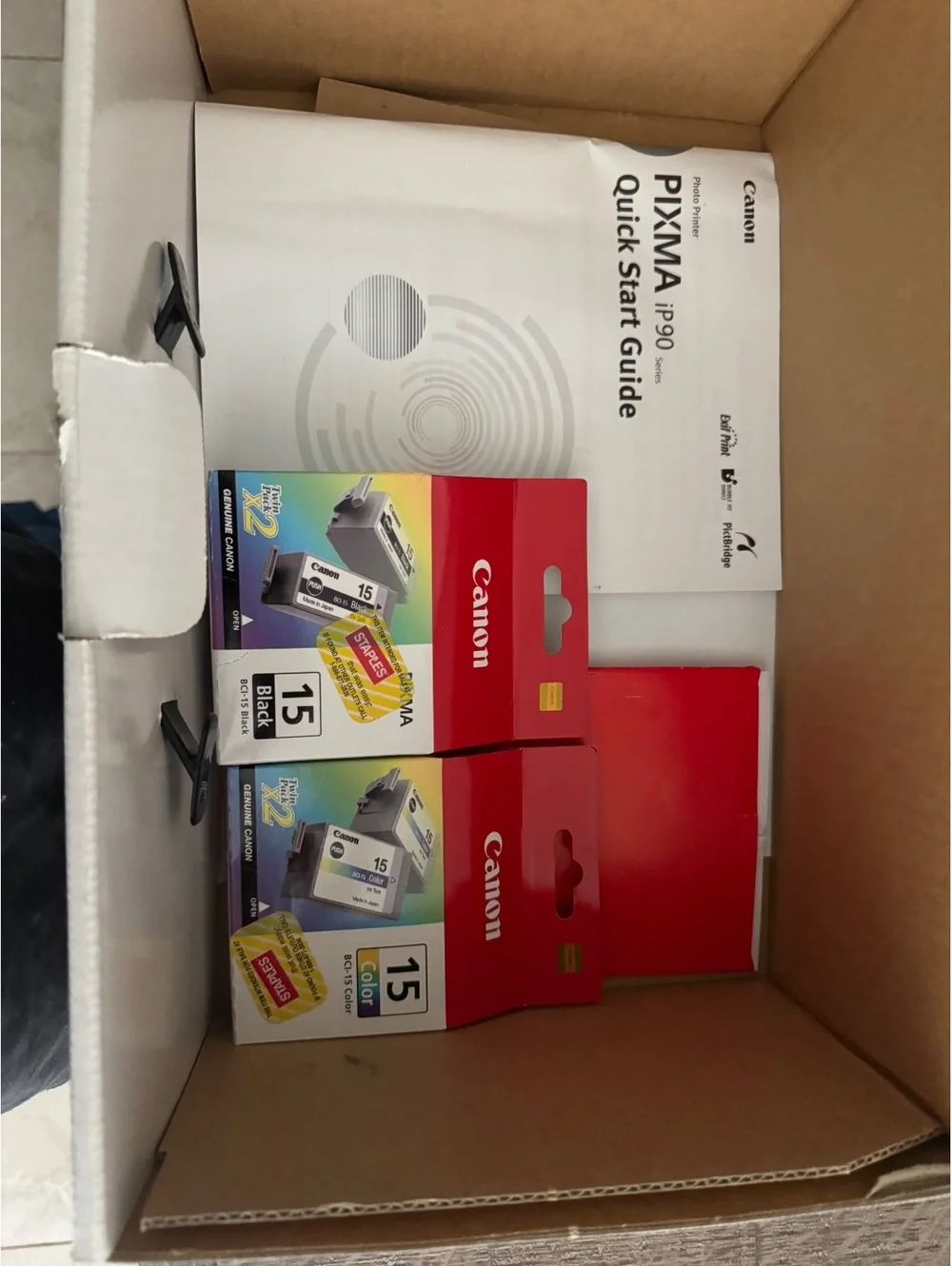Canon PIXMA iP90 Portable Color Inkjet Photo Printer w/ Power Supply USB